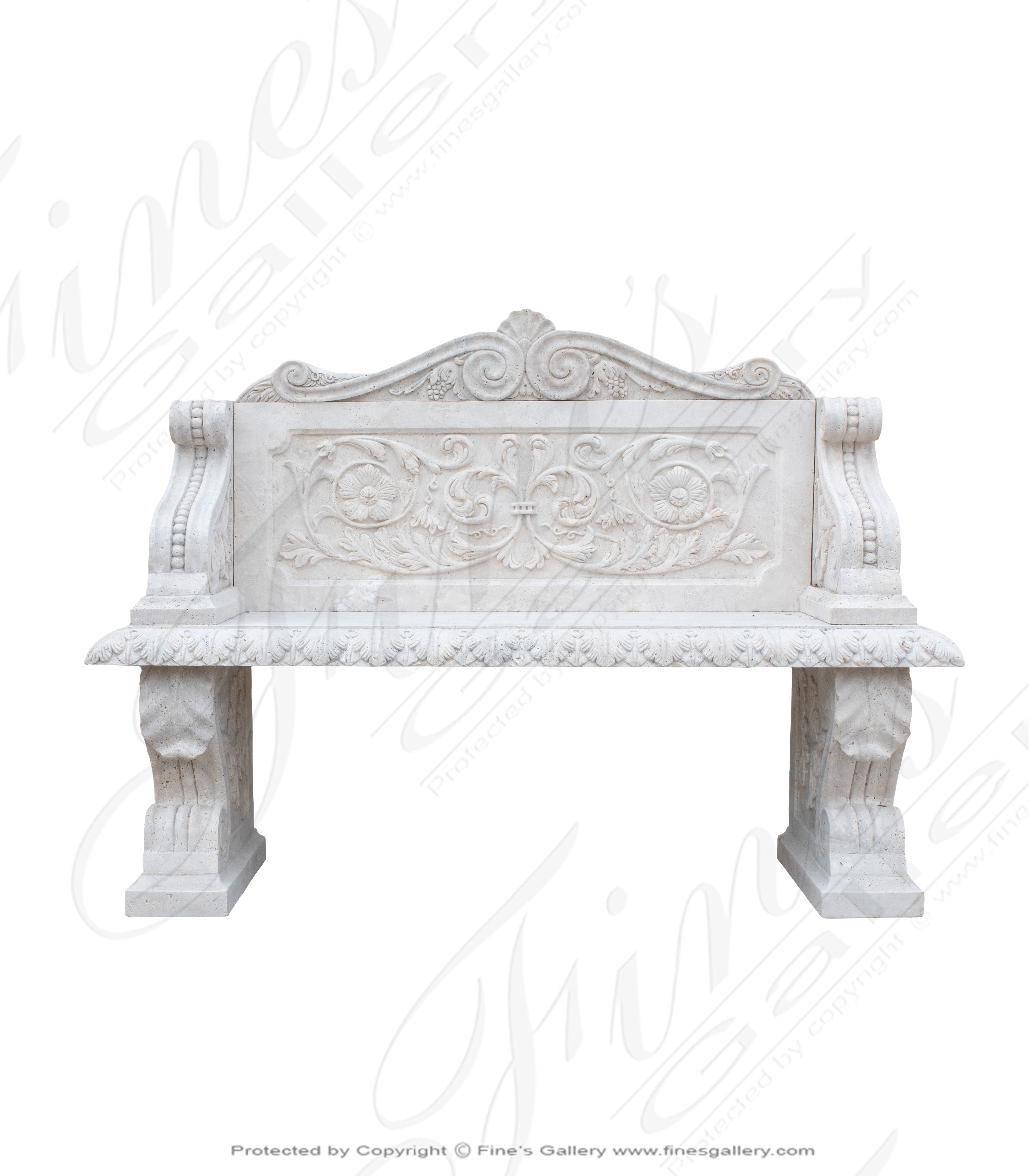 Marble Benches - Elaborate Hand Carved Natural Stone Bench In Light ...