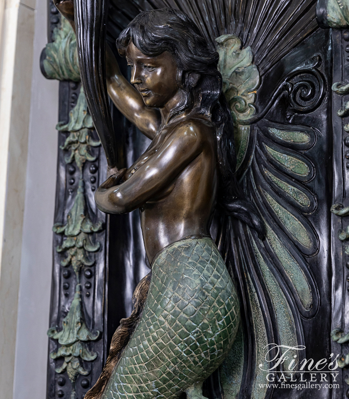 Bronze Fountains  - Mermaid Themed Bronze Wall Fountain - BF-127