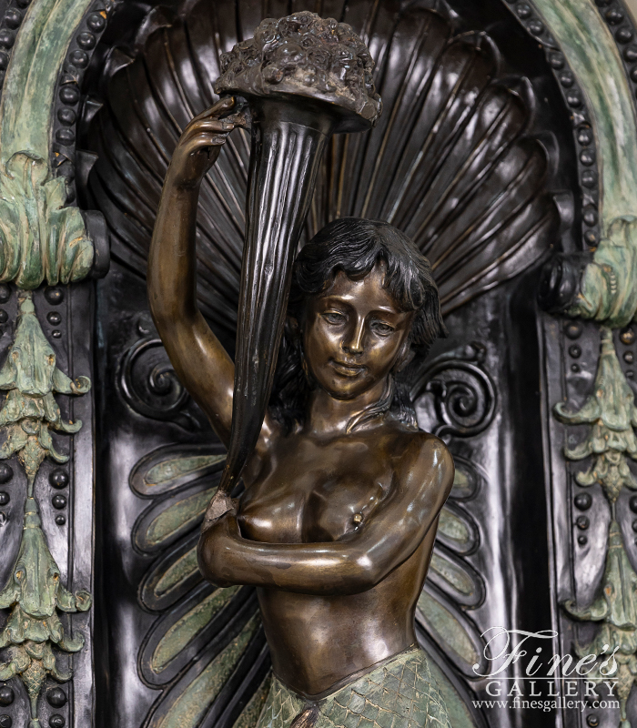 Bronze Fountains  - Mermaid Themed Bronze Wall Fountain - BF-127