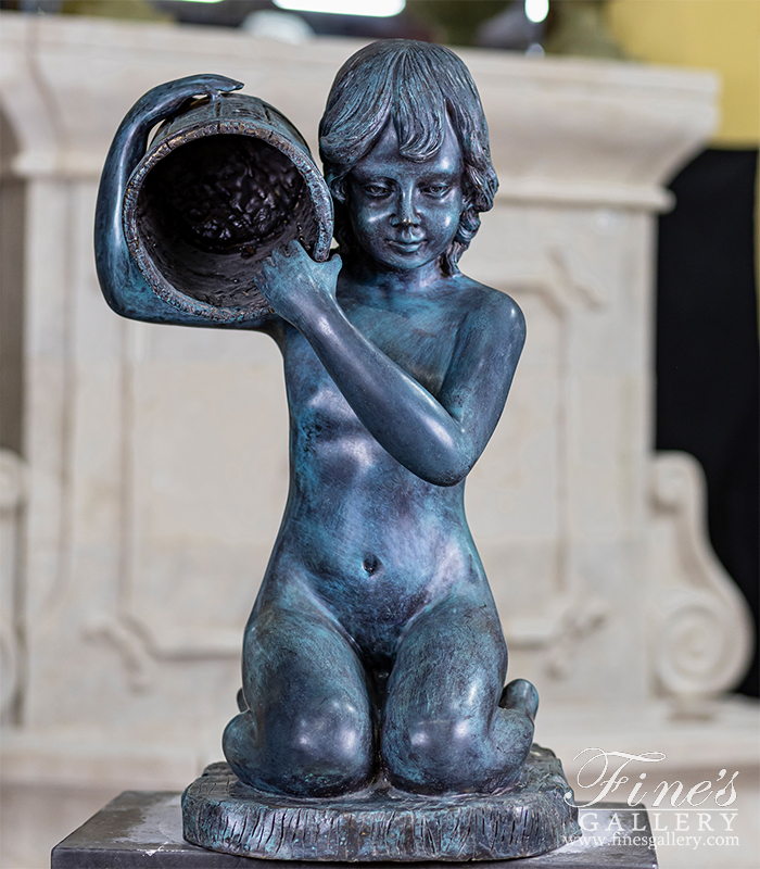 Bronze Fountains  - Child W/Bucket Bronze Fountain - BF-143