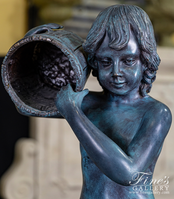 Bronze Fountains  - Child W/Bucket Bronze Fountain - BF-143