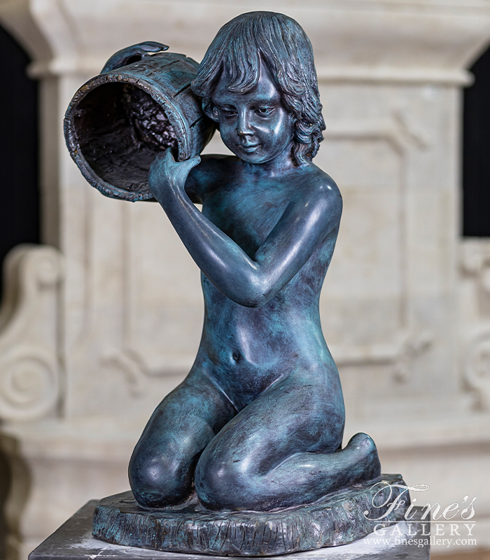 Bronze Fountains  - Child W/Bucket Bronze Fountain - BF-143