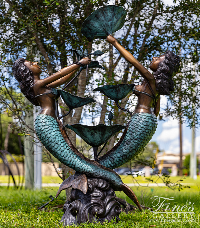 Bronze Fountains  - 52 Inch Bronze Mermaids Fountain - BF-1431