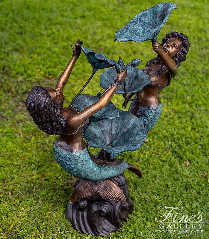 Bronze Fountains  - 52 Inch Bronze Mermaids Fountain - BF-1431