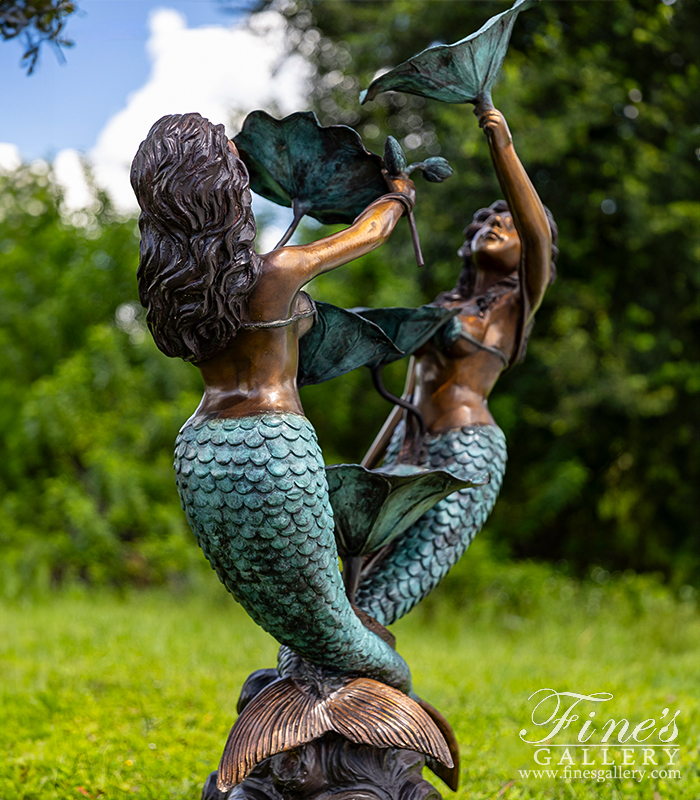 Bronze Fountains  - 52 Inch Bronze Mermaids Fountain - BF-1431