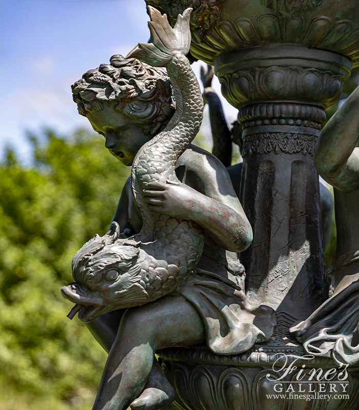 Search Result For Bronze Fountains  - Rare Museum Quality Tiered Bronze Cherubs Fountain - BF-1435