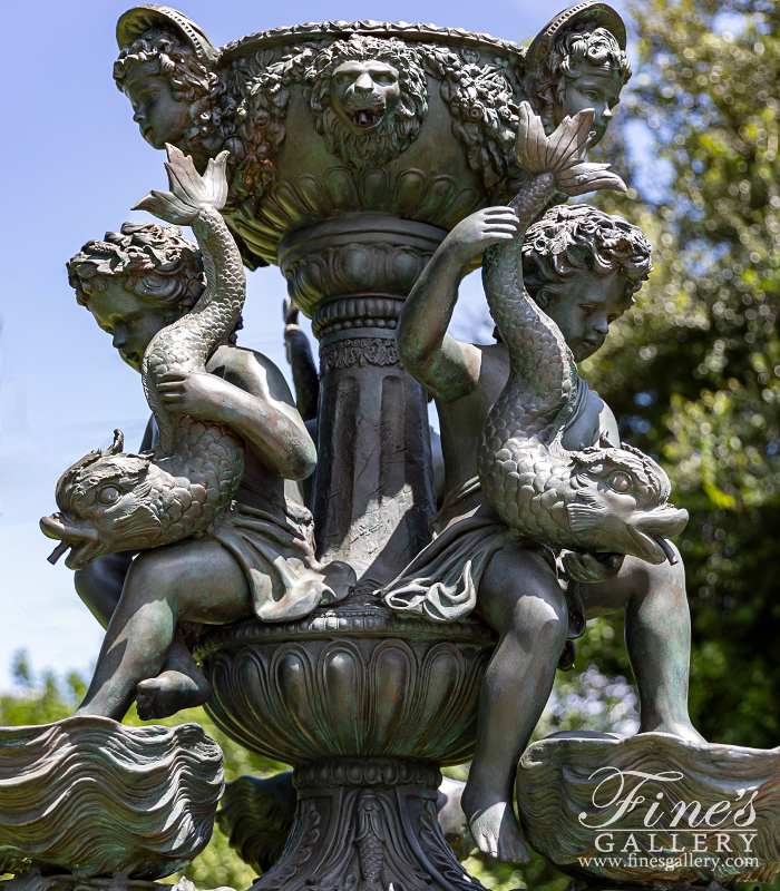 Bronze Fountains  - Rare Museum Quality Tiered Bronze Cherubs Fountain - BF-1435