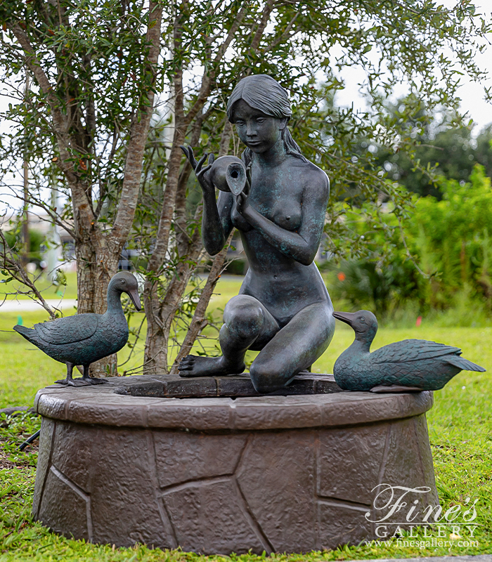 Bronze Fountains  - Bronze Fountain Lady Pouring Water - BF-208