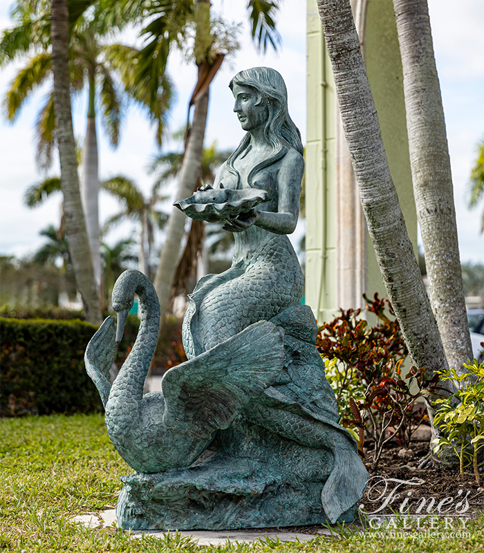 Bronze Fountains  - Bronze Mermaid Fountain Patina - BF-365