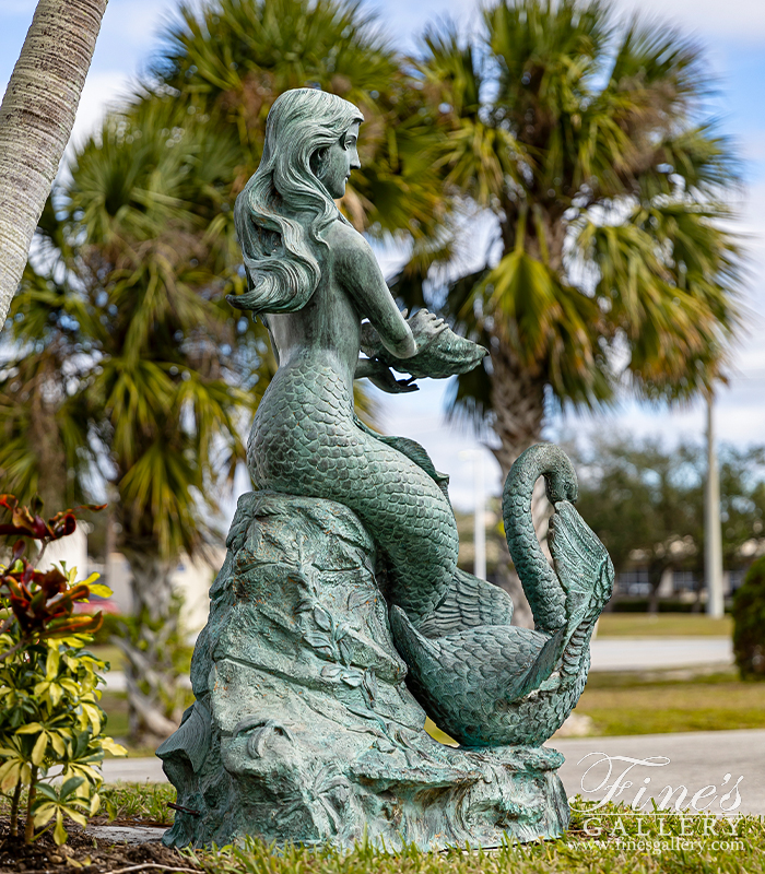 Bronze Fountains  - Bronze Mermaid Fountain Patina - BF-365