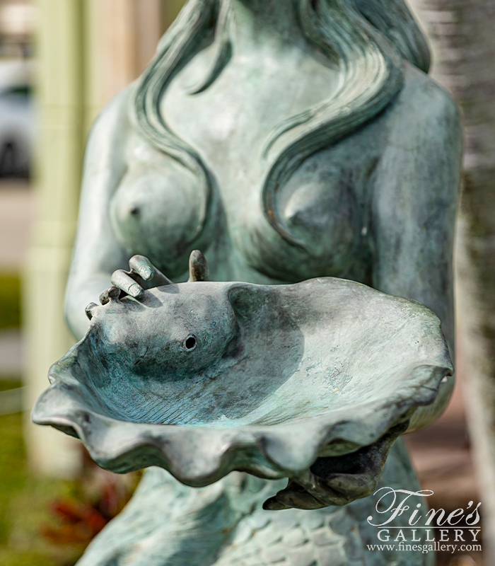 Bronze Fountains  - Bronze Mermaid Fountain Patina - BF-365