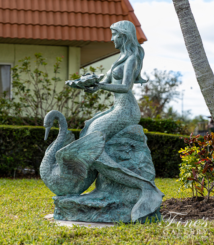 Bronze Fountains  - Bronze Mermaid Fountain Patina - BF-365