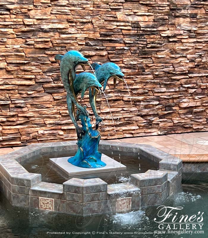 Bronze Fountains  - Three Bronze Dolphins Fountain - BF-509