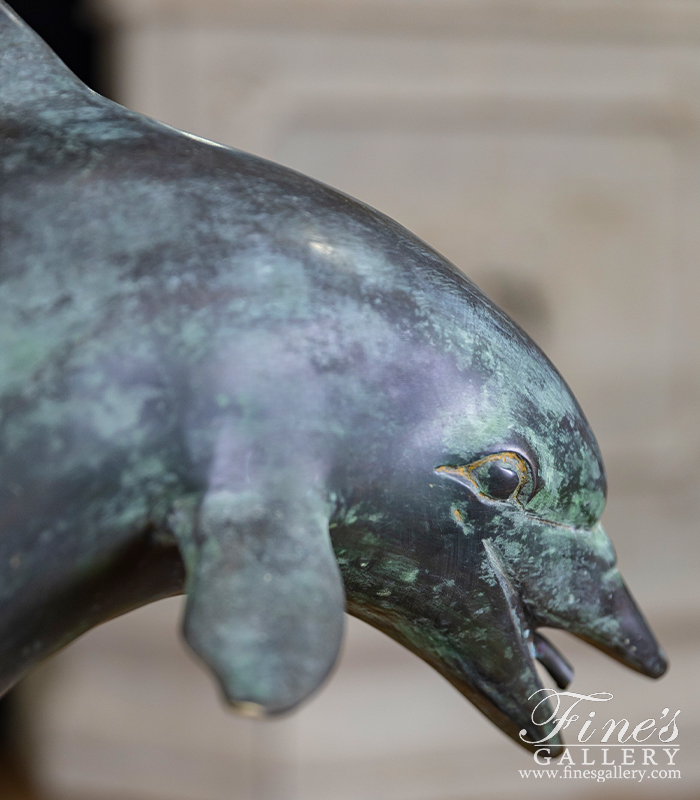 Bronze Fountains  - Happy Dolphin In Bronze Fountain - BF-539