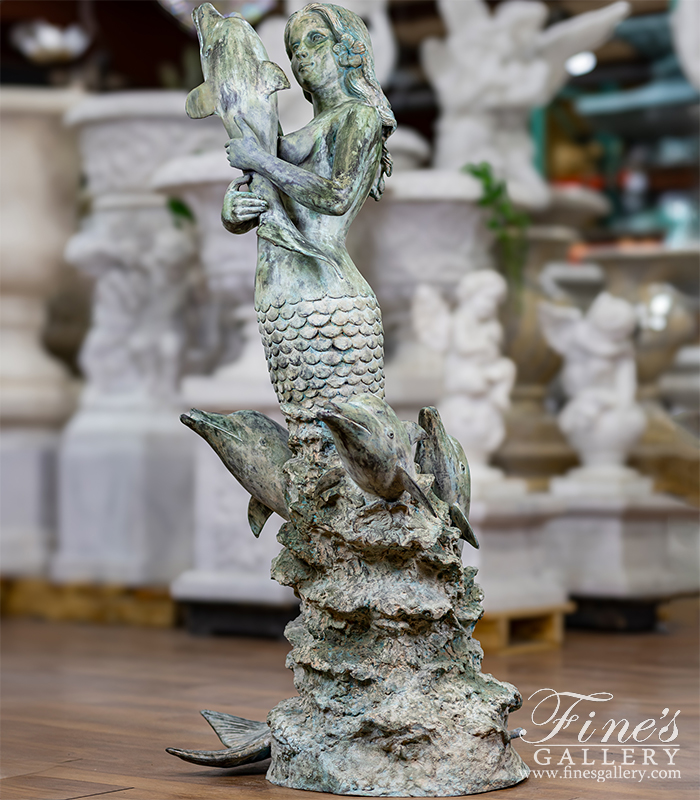 Bronze Fountains  - Mermaid And Dolphins Fountain - BF-745