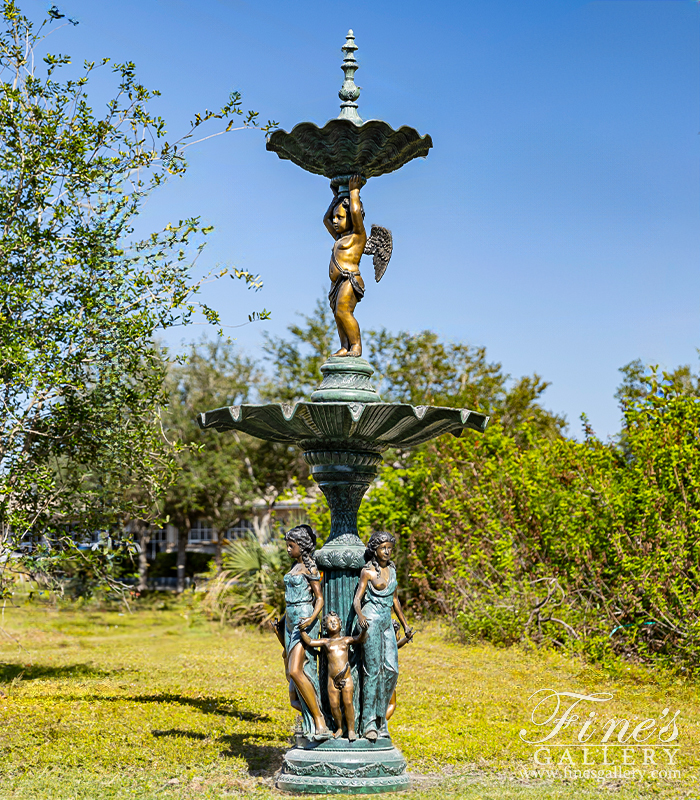 Bronze Fountains  - Maidens And Cherubs Bronze Tiered Fountain - BF-762