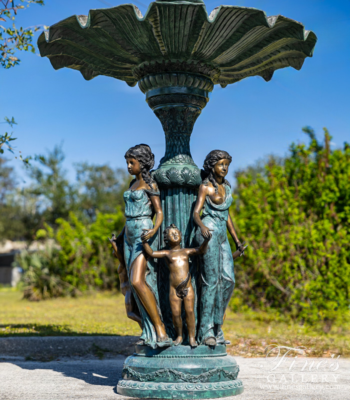 Bronze Fountains  - Maidens And Cherubs Bronze Tiered Fountain - BF-762