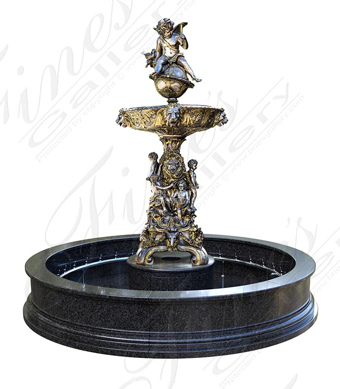 Search Result For Bronze Fountains  - Lion And Cherub Themed Tiered Silver Bronze Fountain - BF-767