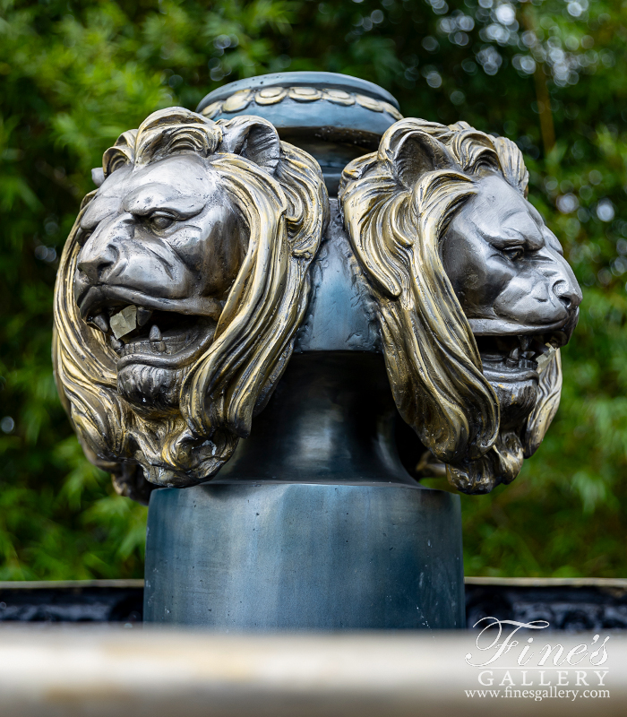 Bronze Fountains  - Silver And Gold Lions And Maid - BF-776