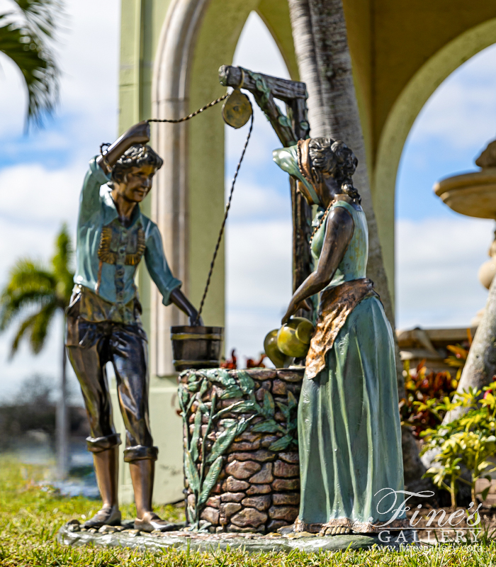 Bronze Fountains  - Young Couple At The Well In Bronze - BF-807