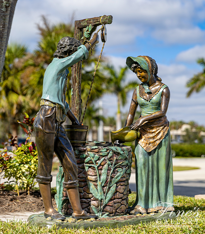 Bronze Fountains  - Young Couple At The Well In Bronze - BF-807