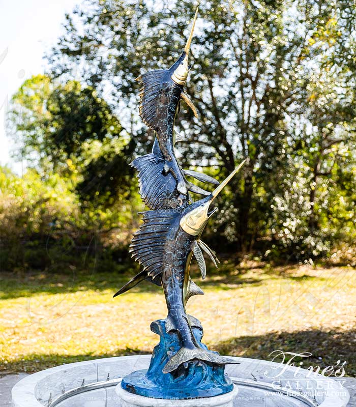 Bronze Fountains  - A Trio Of Sailfish In Bronze - BF-880