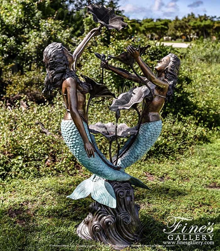 Bronze Fountains  - Two Mermaids And Lily Pads Fountain - BF-914