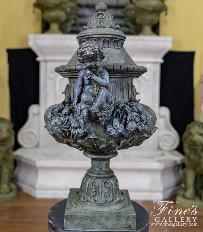 Bronze Planters  - Classic Cherub Themed Urn - BP-1205