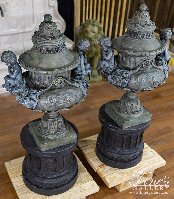 Bronze Planters  - Classic Cherub Themed Urn - BP-1205