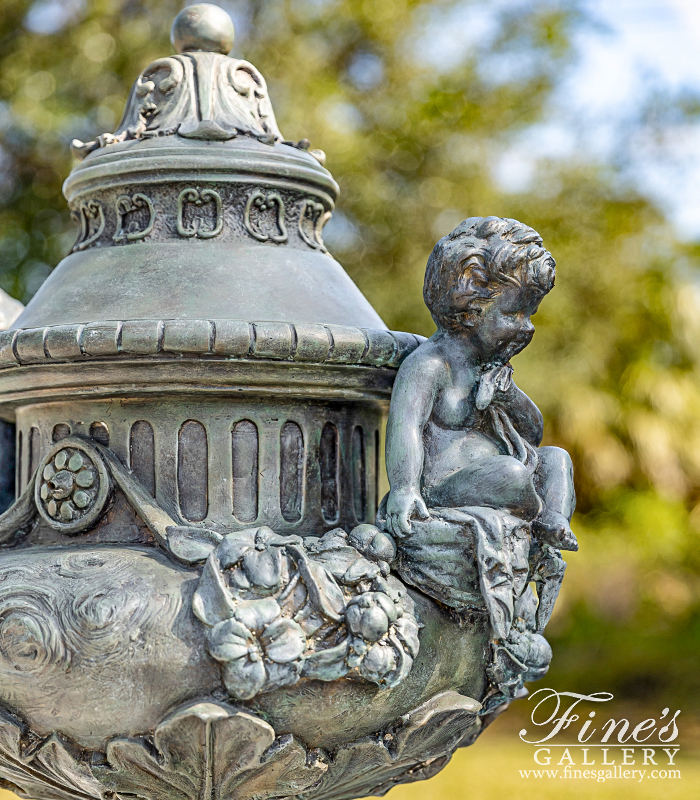 Bronze Planters  - Classic Cherub Themed Urn - BP-1205