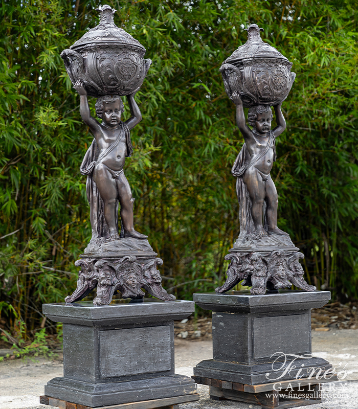 Bronze Planters  - Bronze Children Urn Pair - BP-155