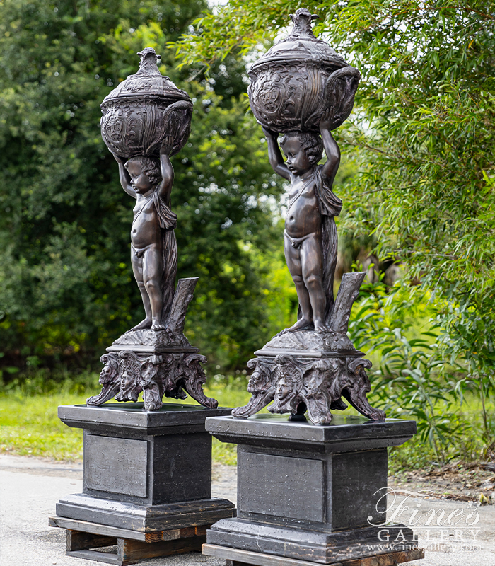 Bronze Planters  - Bronze Children Urn Pair - BP-155