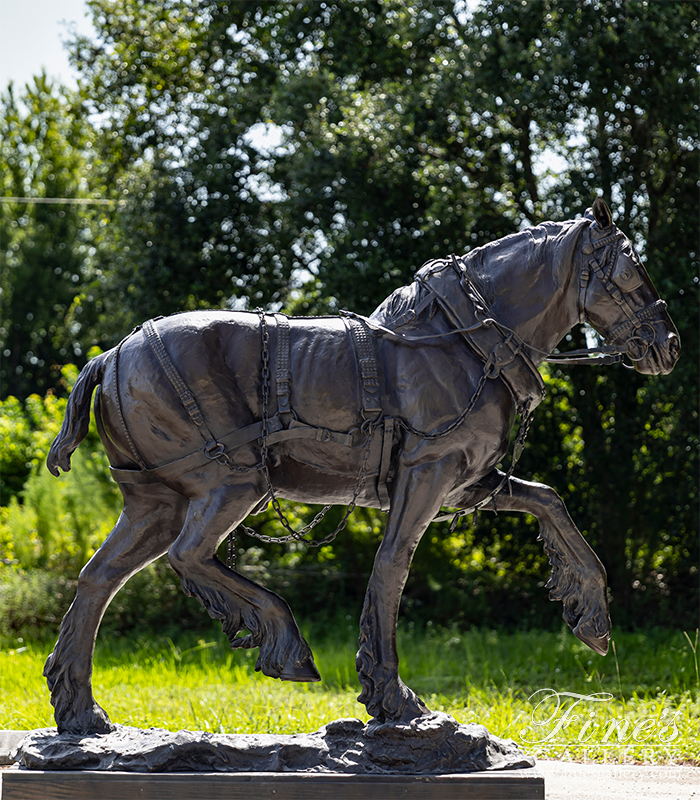 Bronze Statues  - Vintage Bronze Carriage Horse Statue - BS-1126