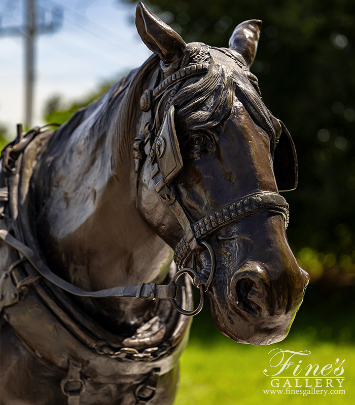 Bronze Statues  - Vintage Bronze Carriage Horse Statue - BS-1126