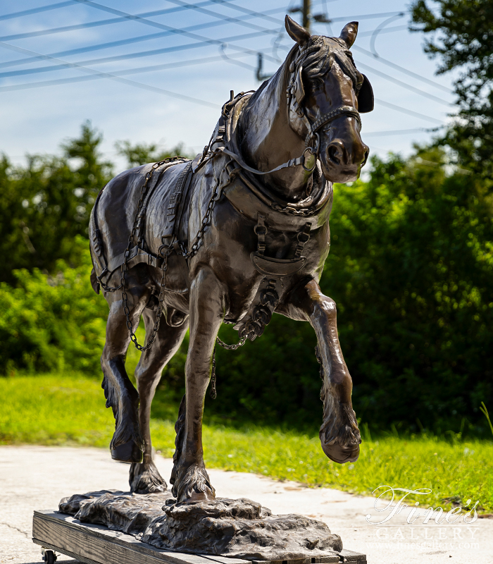 Bronze Statues  - Vintage Bronze Carriage Horse Statue - BS-1126