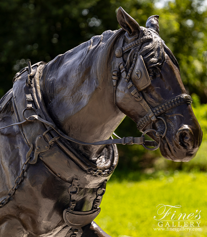 Bronze Statues  - Vintage Bronze Carriage Horse Statue - BS-1126