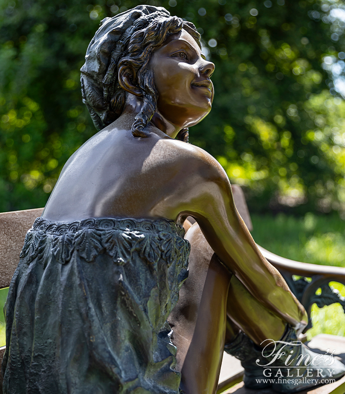 Bronze Statues  - Girl On Park Bench In Museum Quality Bronze - BS-1224