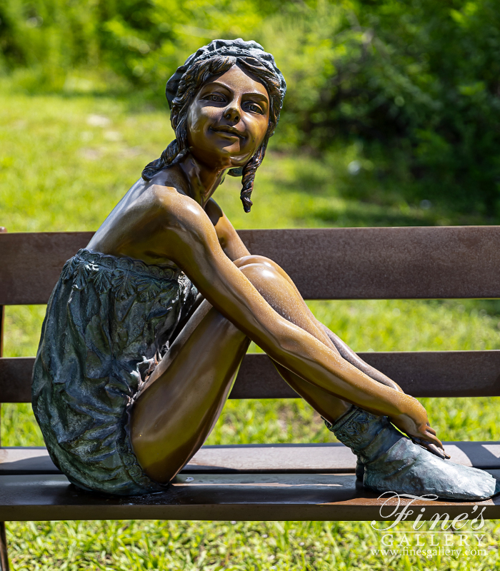 Bronze Statues  - Girl On Park Bench In Museum Quality Bronze - BS-1224