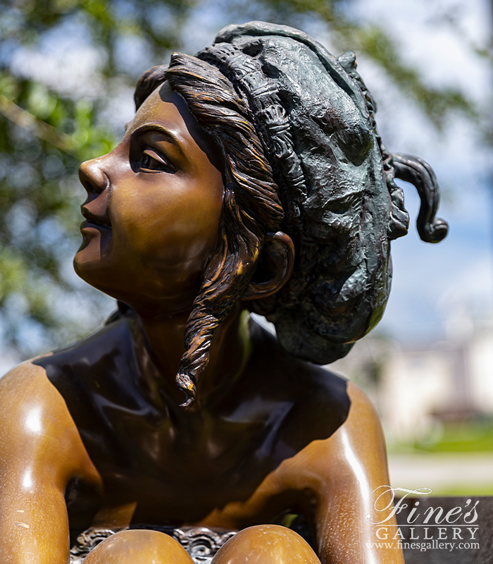 Bronze Statues  - Girl On Park Bench In Museum Quality Bronze - BS-1224