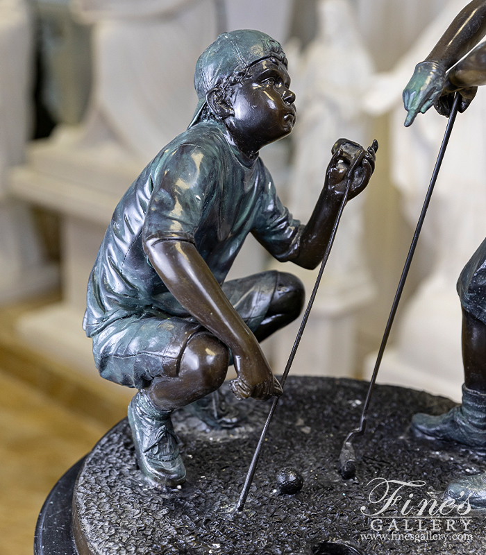 Bronze Statues  - A Vintage Child Golfers Bronze Statue - BS-133