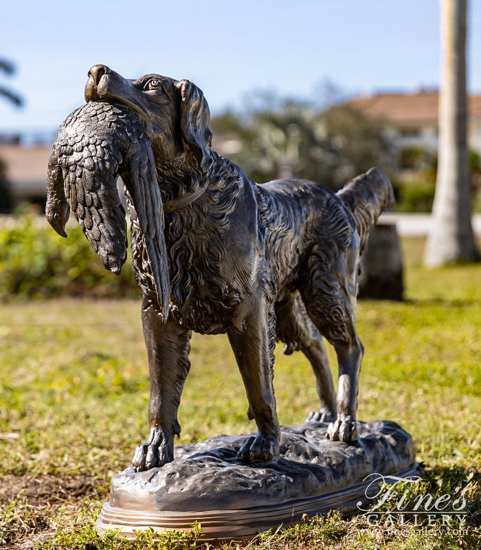 Bronze Statues  - Bronze Dog With Pheasant Statu - BS-1408