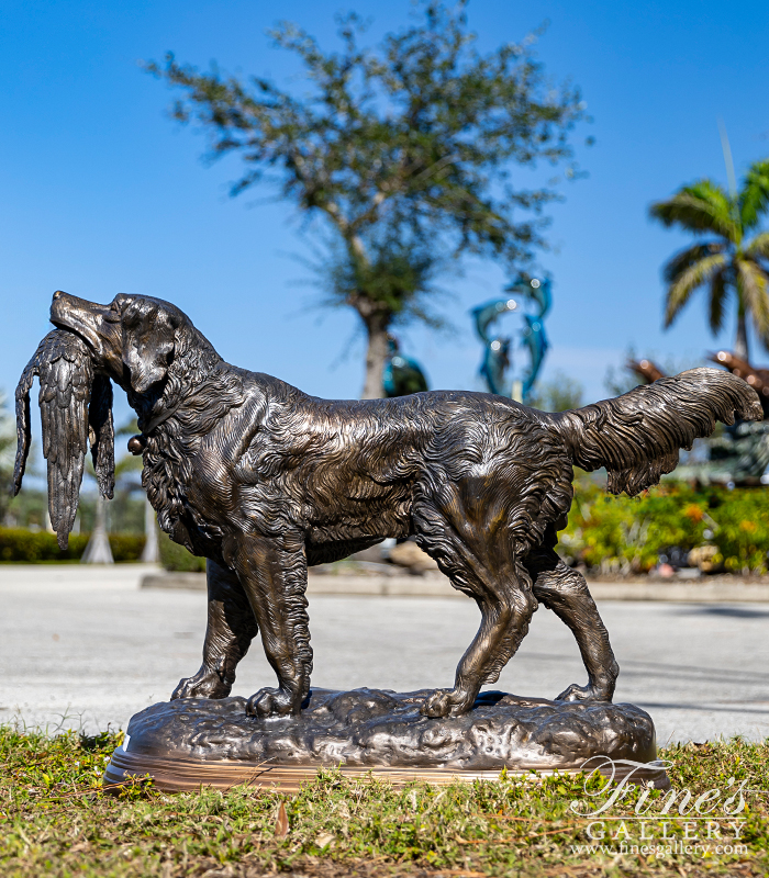 Bronze Statues  - Bronze Dog With Pheasant Statu - BS-1408