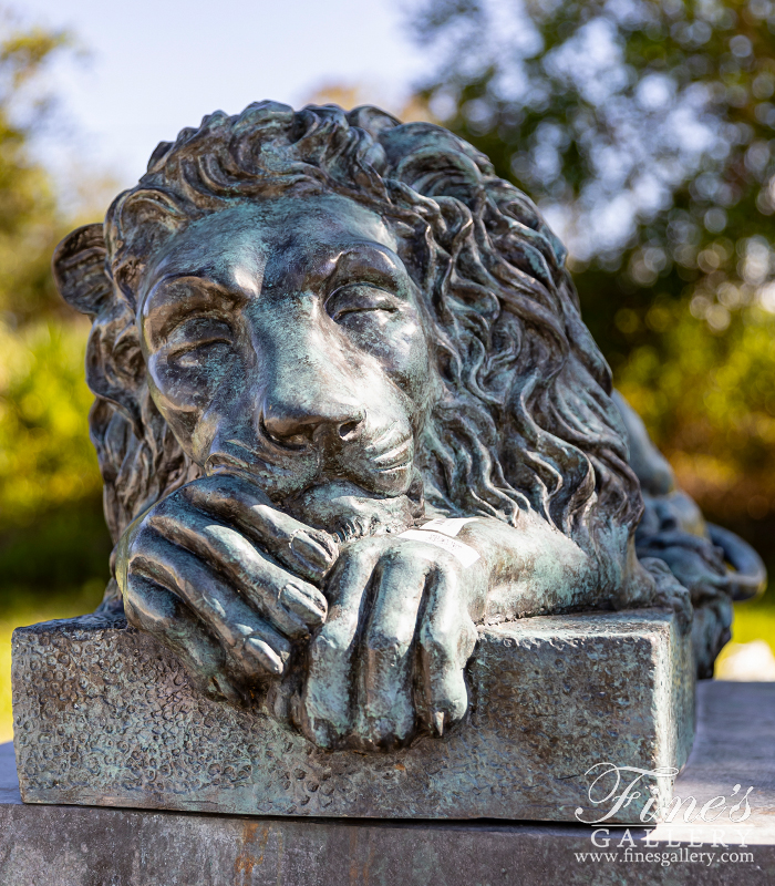 Search Result For Bronze Statues  - Restful Lions In Patina Bronze - BS-1410