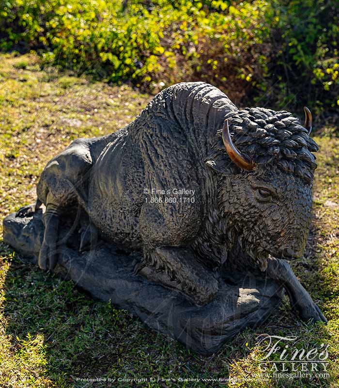 Bronze Statues  - Resting Bronze Bison Statue - BS-1435