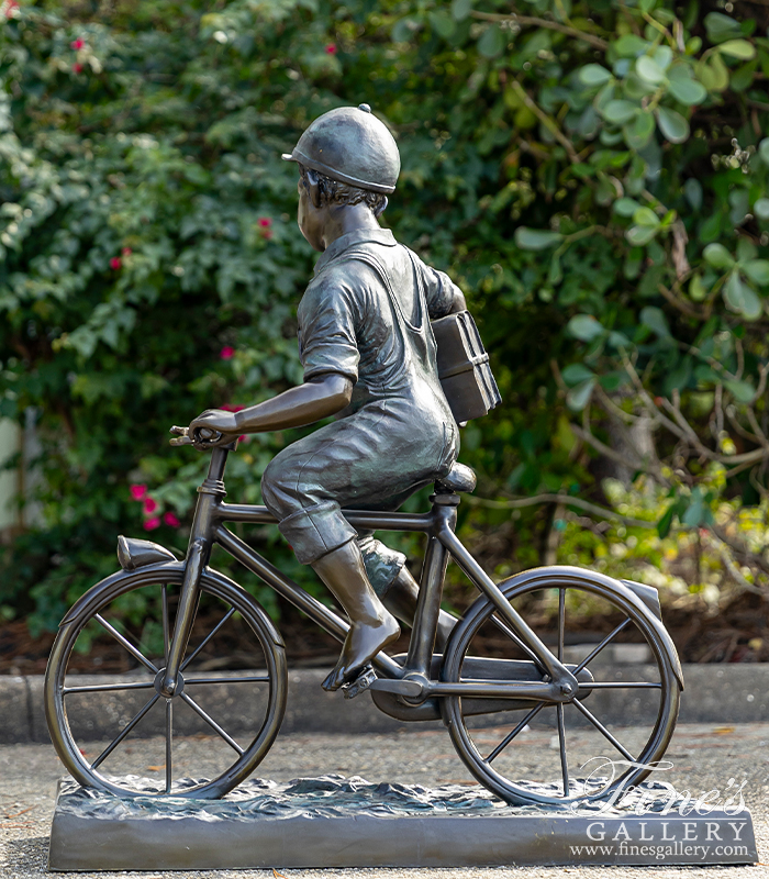 Bronze Statues  - Way Home From School Bronze Boy Statue ( Vintage )  - BS-1525