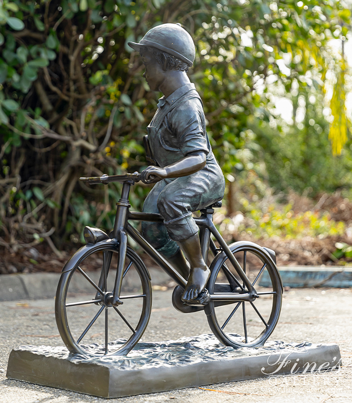 Bronze Statues  - Way Home From School Bronze Boy Statue ( Vintage )  - BS-1525