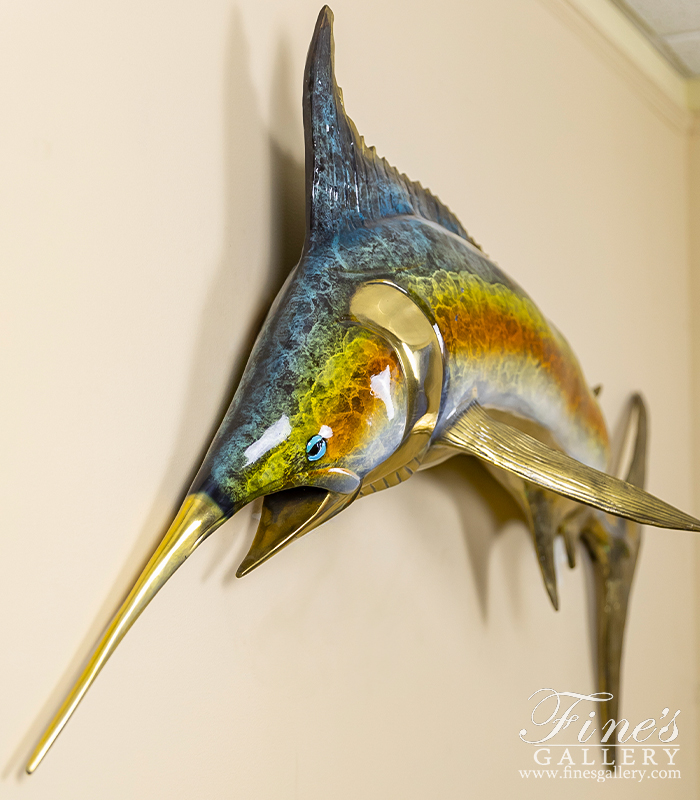 Bronze Statues  - Bronze Marlin Wall Mount - BS-1622