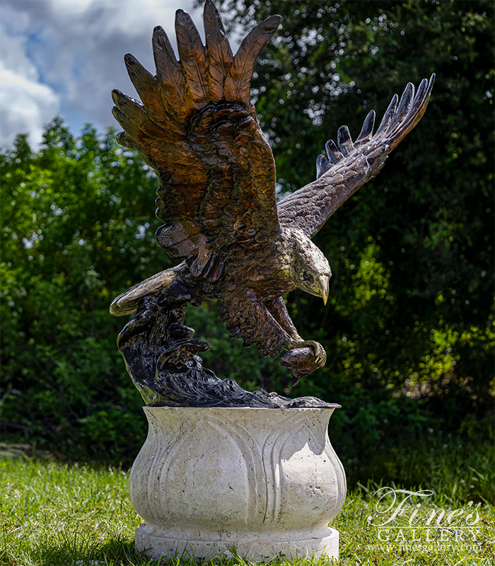 Bronze Statues  - Life Size Bronze Eagle With Brilliant Finish - BS-1641