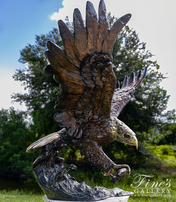 Bronze Statues  - Life Size Bronze Eagle With Brilliant Finish - BS-1641