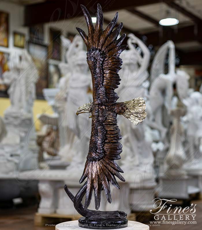 Bronze Statues  - Soaring Eagle Bronze Statue With Marble Plynth - BS-1699